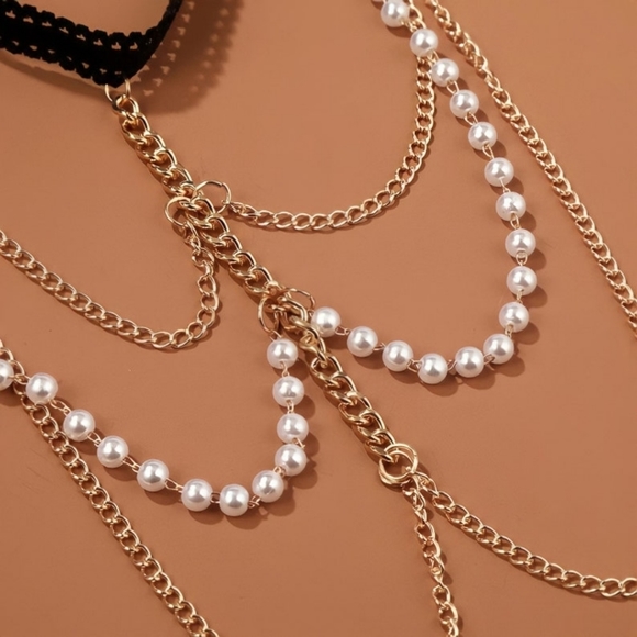 PEARL Gold Chain Link Thigh Body Jewelry Sexy Summer Beach Classic - Picture 3 of 3